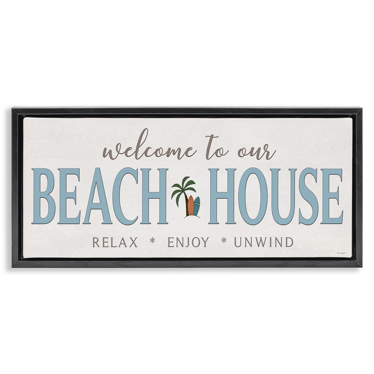 Stupell Industries Welcome Beach House Greeting Floating Frame, design by Seven Trees Design